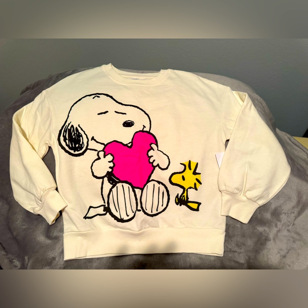 Girls Snoopy Sweatshirt with Pink Heart